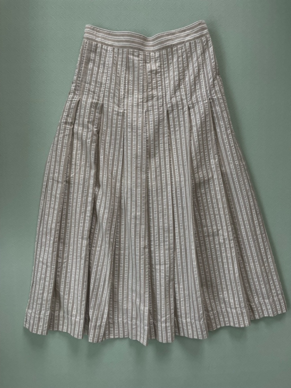 Max Studio Taupe Striped Pleated Skirt